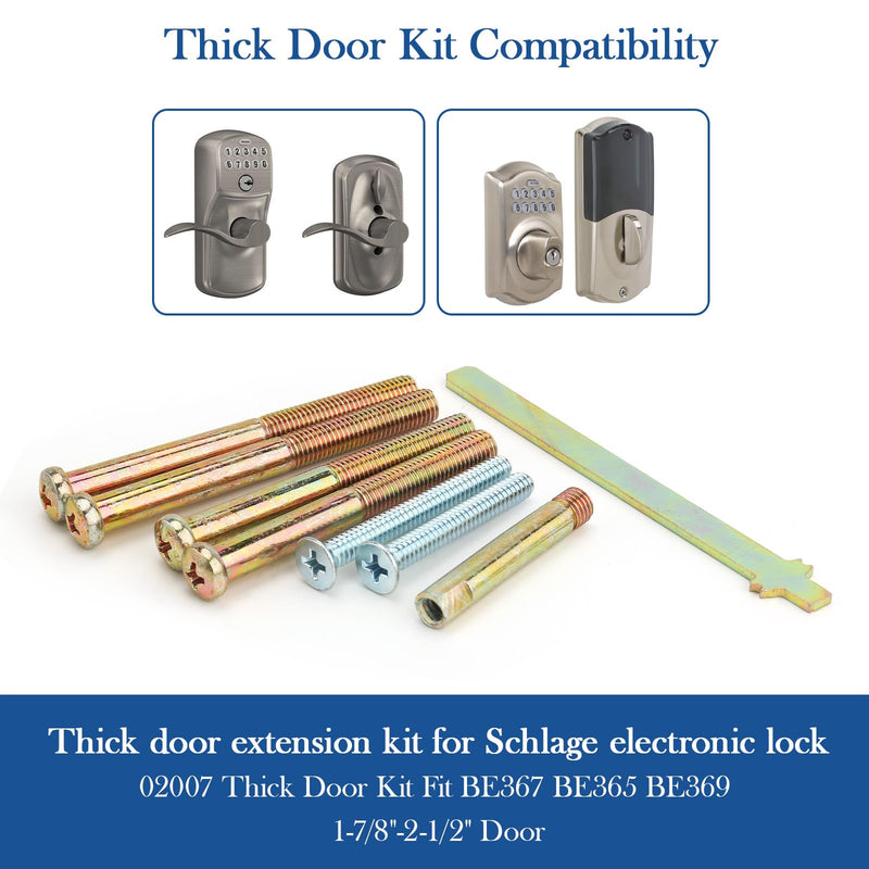 02007 Thick Door Kit for Schlage BE365 BE469 Door Lock Replacement, Deadbolt Installation Parts