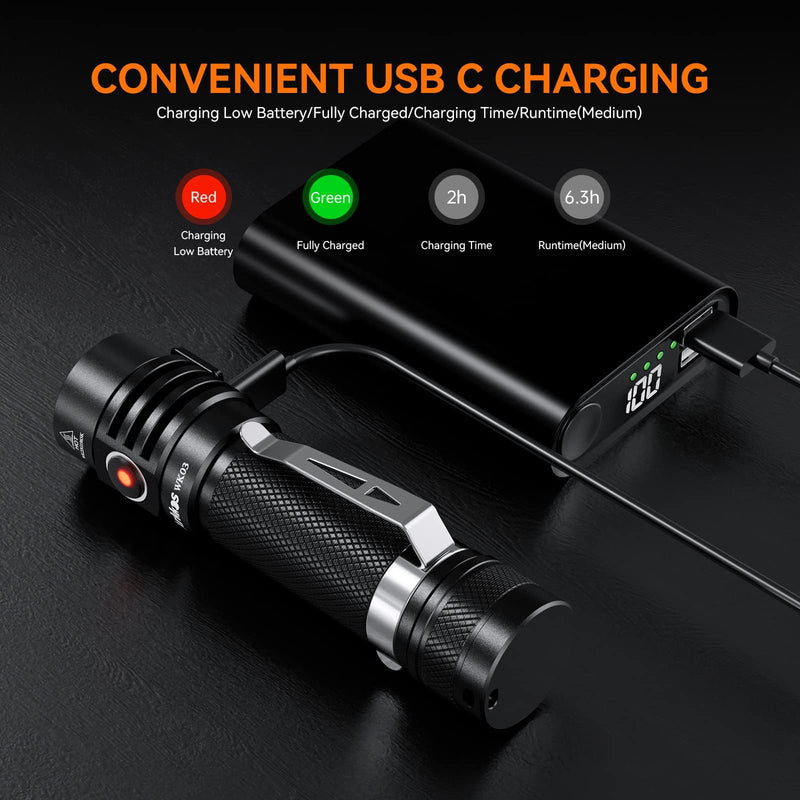 Wurkkos Flashlight WK03-1800 High Lumen Flashlight,SST-40 LED 90CRI 217M 6000K IP68 Waterproof LED Flashlight,EDC Pocket Flashlights 5 Modes for Camping,Home,Emergencies WK03-6000K-3