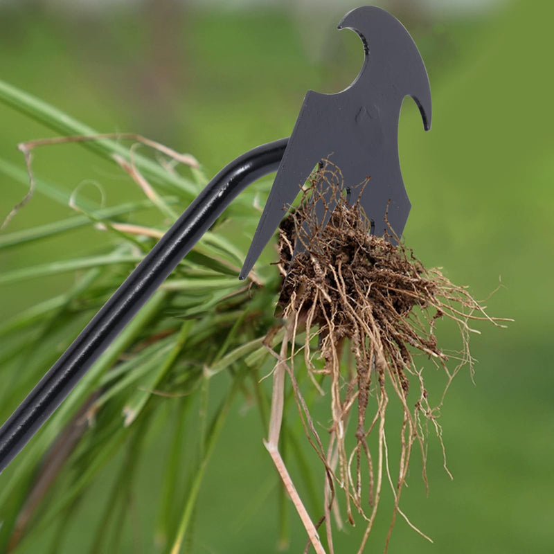 Garden Weed Pulling Tool Uprooting Weeding Tool, 4 Teeth Weed Puller Tool Manganese Steel Garden Weeder Tool for Vegetable Gardening Planting (Black, 2 Pack, 16 inches) 2 packs