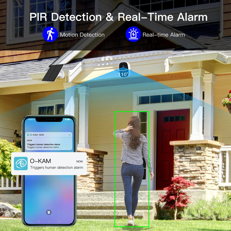 VSTARCAM Solar Security Camera Wireless Outdoor, 2K Camera with Color Night Vision, Solar Cameras for Outside Wireless, Battery Powered, Siren & Spotlight, Two-Way Audio, 2.4 GHz Wi-Fi, No Monthly Fee Solar Panel Camera-CB54