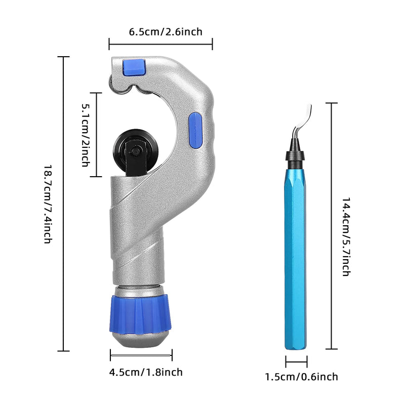 DOMINOX Pipe Cutter Tool Kit 3/16-2 Inch (5-50mm) Outer Diameter, Tubing Cutter with Deburring Tool for for Copper, Brass, Aluminum and Stainless Steel, Tube Cutter Set