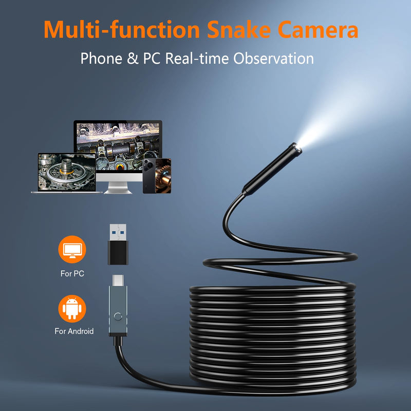 Hayve 4.3inch Industrial Endoscope, 1920P Digital Borescope Inspection Camera, [Photo& Video] IP67 Waterproof Sewer Camera with 6 LED Lights,16.5FT Semi-Rigid Cable,32 GB Card