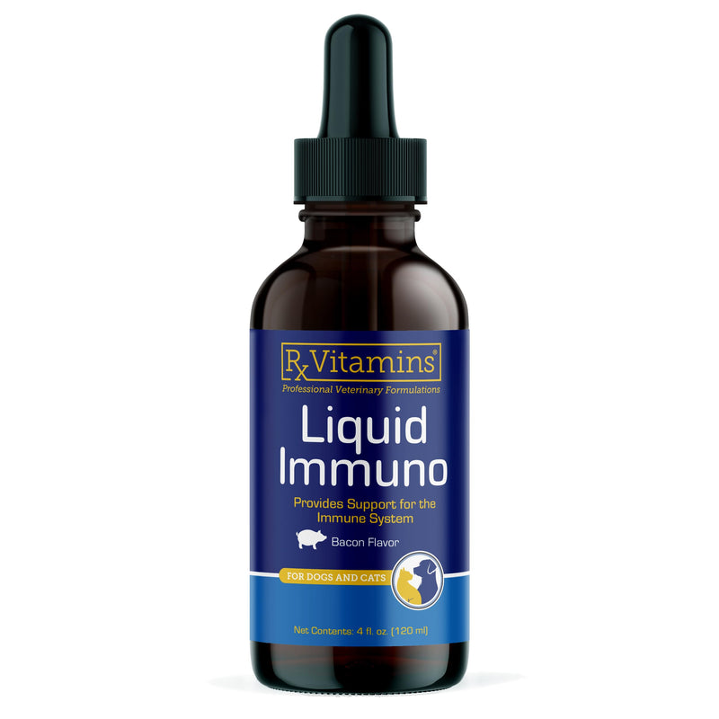 Rx Vitamins Liquid Immuno Dog & Cat Immune Support - Reishi Mushroom Supplement for Dogs & Cats Plus L-Lysine - Ideal Eye Supplements, Immunity Booster Supplements for Pets - 4 oz New Label