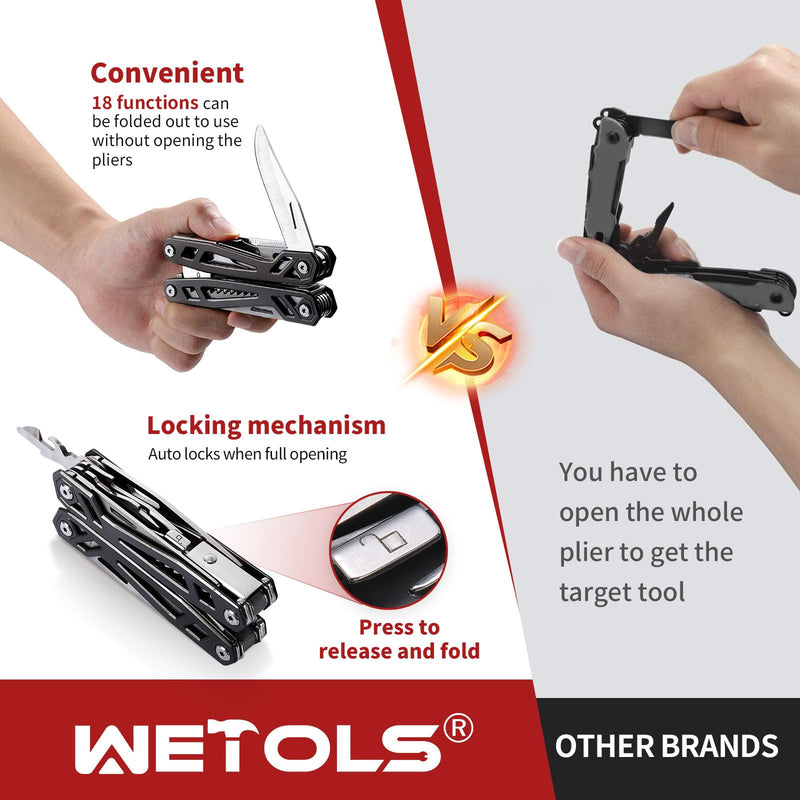 WETOLS Multitool Valentines Day Gifts for Him Boyfriend Husband, 21-in-1 Pliers Mens Gifts Birthday Gifts for Men Dad Grandpa, Self-locking Multi Tool EDC Versatile Tool for Outdoors, DIY, Home,Garden ‎titanium Grey