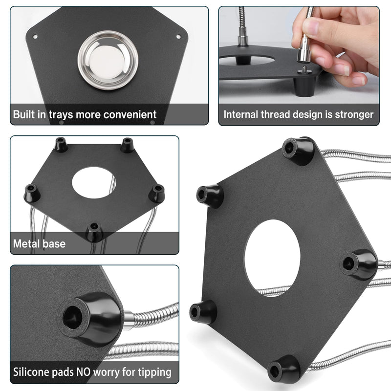 Lytool Helping Hands Soldering Station with 3X Magnifying Glass Dimmable LED, Flexible Helping Hands Soldering with 4 Flexible Arms for Welding Repair Hobby DIY With light