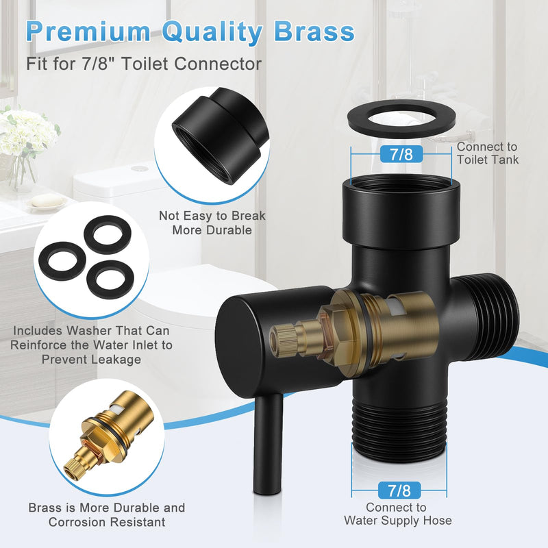 Handheld Toilet Bidet Sprayer, Water Pressure Adjustable Sprayer with Hose and 7/8 "T-Valve, Jet Spray and Soft Spray, for Toilet, Bidet, Shower etc., Stainless Steel, Black