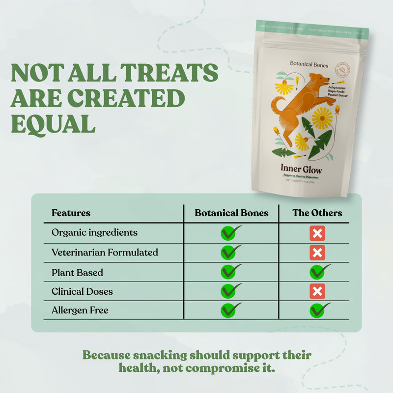 Inner Glow Digestive Dog Treats - Gut Health Support with Prebiotics, Dandelion & Chaga - Vet Formulated for Diarrhea Relief & Immune Support - Organic, Vegan, 2-Pack Inner Glow 4 Ounce (Pack of 2)