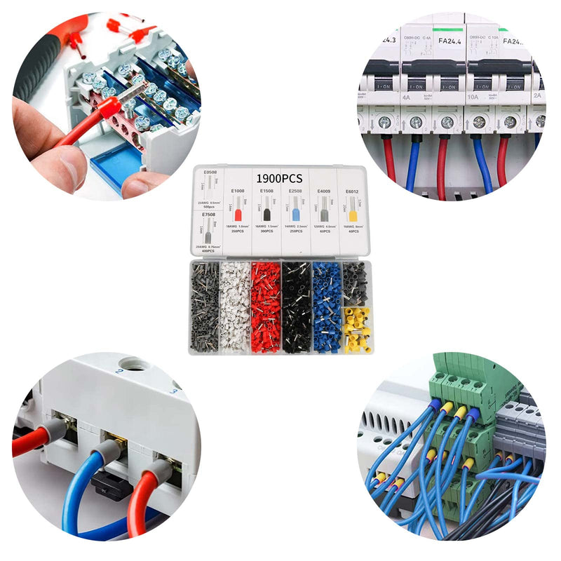 Fidioto AWG22 Wire Ferrules Terminals, 1000pcs AWG22 Terminal Connector Wire Insulated Cord Pin Ends Terminals for Electric, Industrial, Chemical Industry, Power Control System, etc. 22AWG White