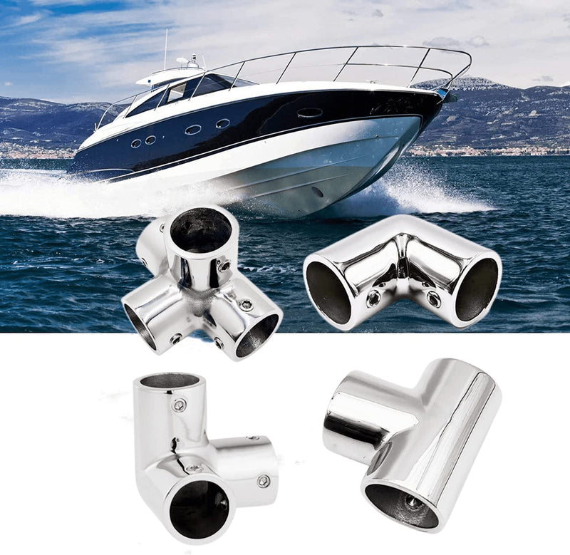 1Pcs Boat Marine 316 Stainless Steel 7/8"(22mm) 3 Way Corner Elbow Handrail Rail Tee Fitting 90 Degree 25.4mm /1"