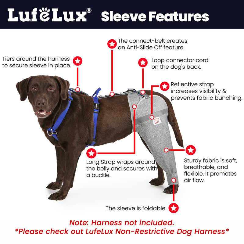 Dog Leg Sleeve for Stop Licking & Post-Surgery Recovery | Protects Injured Rear Legs from Excessive Licking & Scratching | Cone Alternative with Breathable Fabric | Easy to Use (Grey, X-Small) Grey