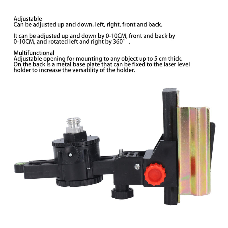 Laser Level Bracket for Telescoping Pole for for Line and Point Lasers, 1/4"-20 Male Threaded and 5/8" Pole Fine Tuning Mount Bracket, 360 Degree Rotation for Roads, Tunnels, Bridges,Outdoor Use