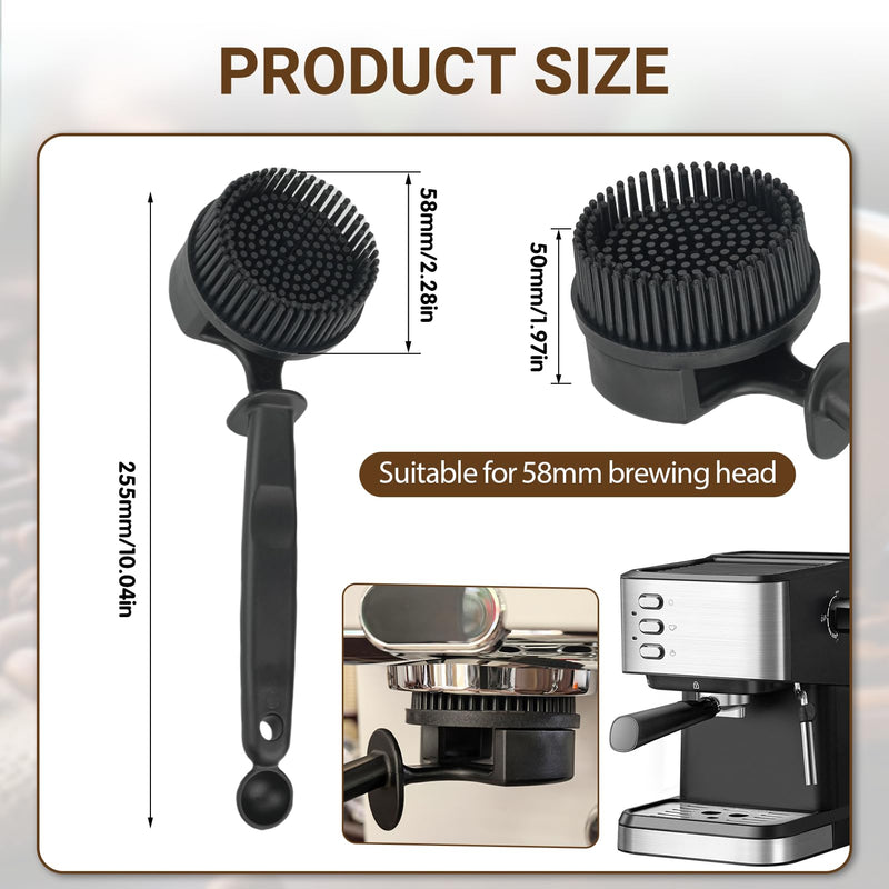 58MM Espresso Machine Cleaning Brush，Silicone Brush for Coffee Machine Group Head, Heat-Resistant and Corrosion-Resistant，360° Cleaning