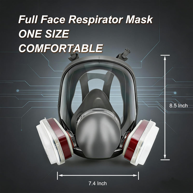 Full Face Respirator Mask With Filters (Reusable) For Paint, Welding, etc