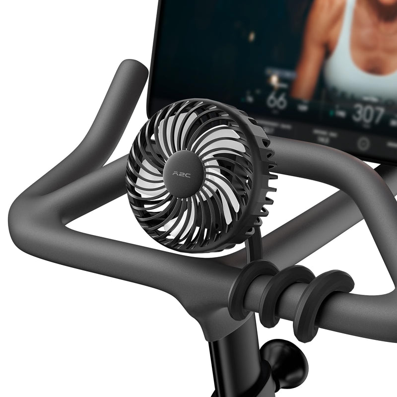 A2C 4.7-Inch Big Cooling Fan for Peloton Bike Bike+ or Tread, 16.5" Long Bendable Arm, Rechargeable 4000mAh Battery, 360° Rotation, 3 Speeds, fits Treadmill Exercise Workout Stationary Cycling Bikes Black