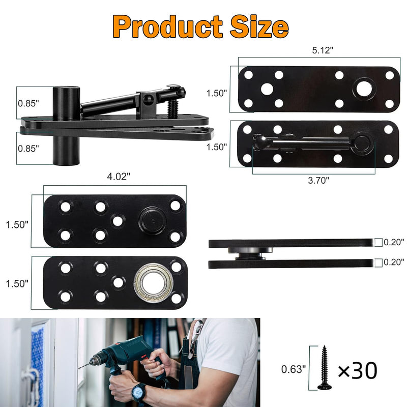 Hidden Door Hinge, Stainless Steel Hidden Hinges 573LB Load-Bearing for Doors, Heavy Duty Pivot Door Hardware Swinging Pivot Hinge 360° Rotation Invisible Hidden Door Bookcase 1pcs