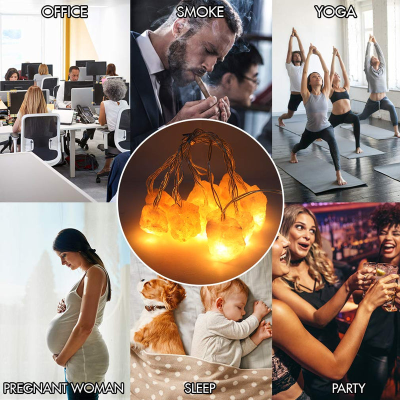 MINGRI Himalayan Salt lamp Salt Rock Night Light USB Fairy Hanging String Lights for Bedroom,Crystal Stones Natural Pink Salt Lamp for Meditation,Yoga,Office, Bedside,Desk,Computer, Baby,Child 20 Lights