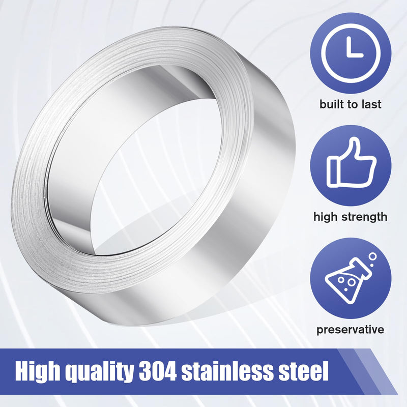 2 Pcs 1/2 Inch x 21 Feet Stainless Steel Tape Compatible with DYMO Embossing Label Maker Silver High Temperature Non Adhesive Stainless Steel Embossing Tape - NewNest Australia