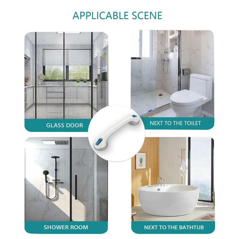 Grab Bars for Bathtubs and Showers, Suction Cup Shower Handle, Removable No Drill Bathroom Safety Assist Grip, Tool Free Install for Seniors and Adults, Shower, Tub, Toilet, RV, 2 Pack