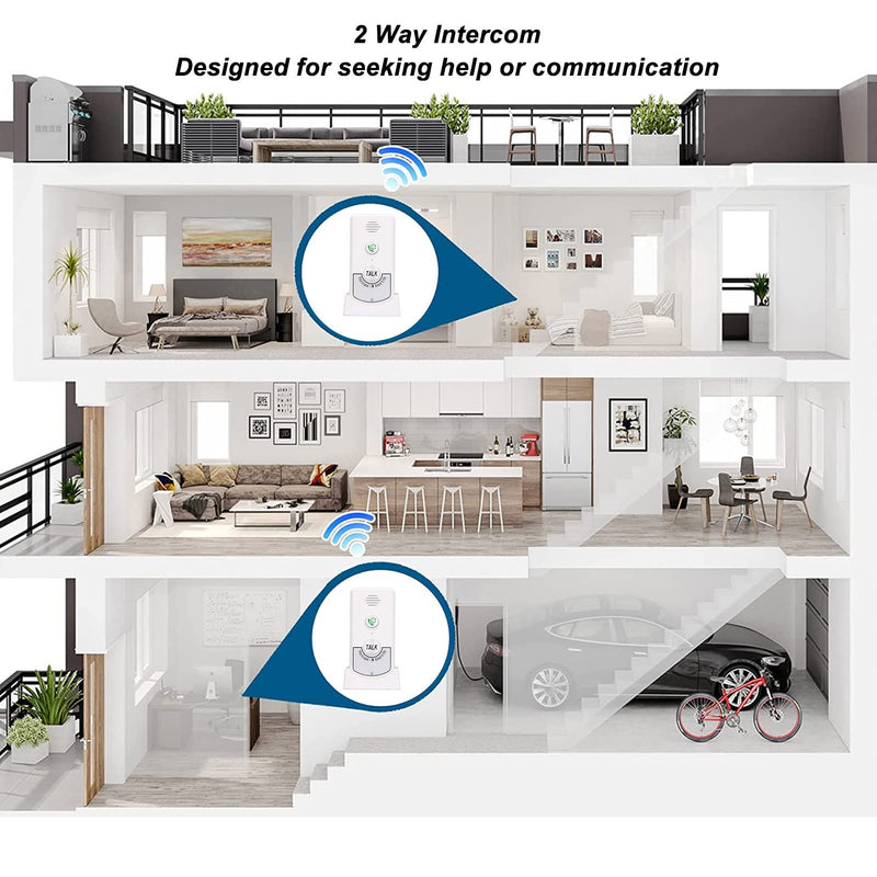 2 Way Voice Intercom 1000M Long Range Intercomunicador Home Security Doorbell System Indoor Outdoor System, Fit for Home Hospital Office (White)
