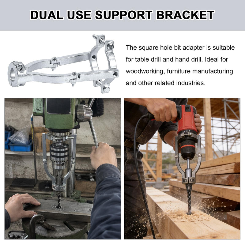 SaferCCTV Square Hole Drill Bit Adapter, Mortising Attachment for Drill Machine, Drill Fixing Bracket, Power Tool Accessory