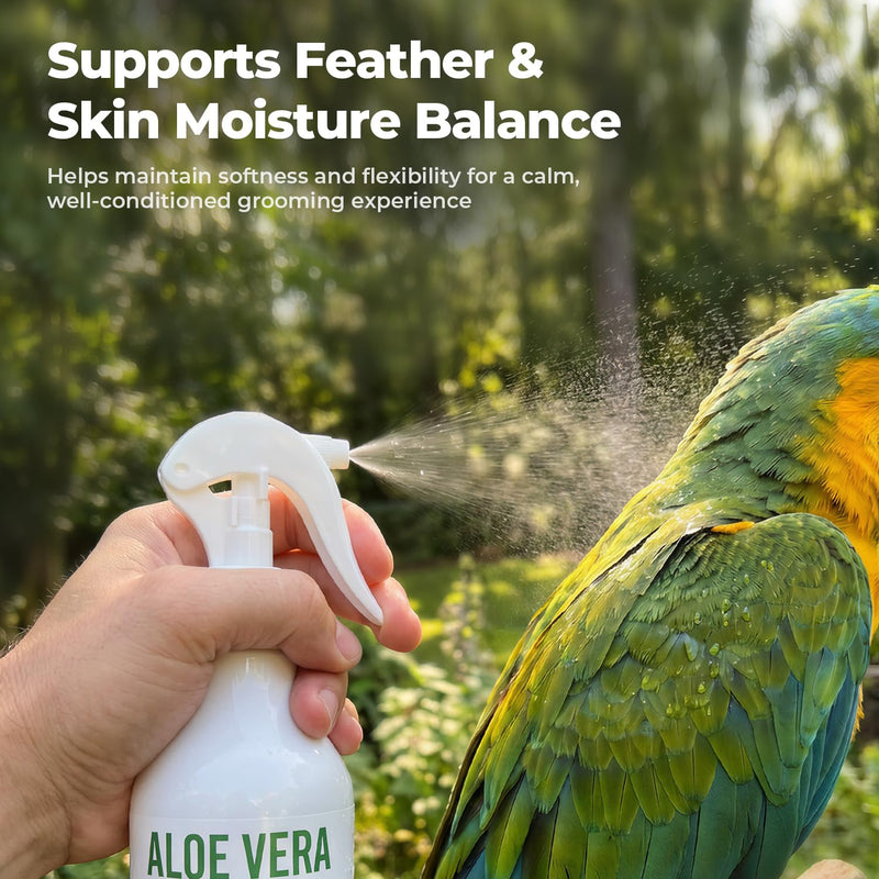 Aloe Vera Spray Bird, Bird Bath Mist for Parrots, Cockatiels, Conures & Finches, Helps Ease Dry Itchy Skin, Moisturizes Feathers, Supports Molting Comfort, Odor-Free, 8.5 fl oz (251 mL)