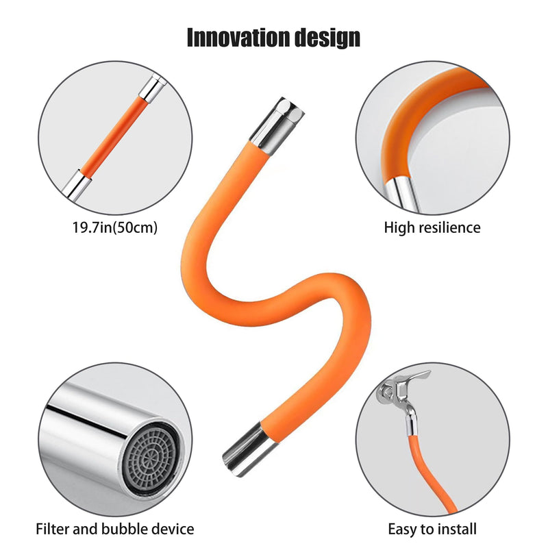 Faucet Extension Tube,360 Degree Rotatable Extender Hose,Bendable/Shapable/Flexible Water Tap Pipe,Splash Proof Foaming Mouth,Kitchen/Bathroom/Garden Tool,Copper Connector/Adapter,Black(19.7in/50cm)