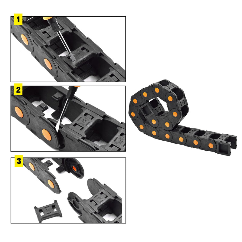 39.3 inch Plastic Drag Chain Cable Carrier, 1m Open Type Wire Drag Chain Cable Carrier R75 35 * 50mm Cable Drag Chain for CNC Router Electronic Industrial Machine 35×50×1000mm Opened