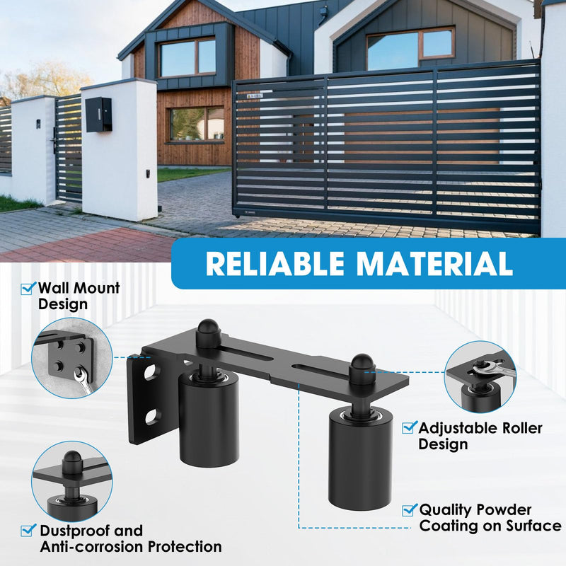 Heavy Duty Slide Gate Roller Guide with Steel L Rear Post Bracket, Adjustable Nylon Roller Guide, Rolling Gate Hardware kit for Sliding Door, Rolling Door, Wood Door (Black-1pc, 3in) Black-1pc