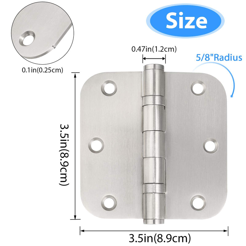 Stainless Steel Door Hinges, 3.5''X 3.5'' Ball Bearing Hinges, Commercial Grade Heavy Duty Hinges with 5/8 Inch Radius Corners, Door Interior Metal Hardwares, 3 Pack (Silver) Silver