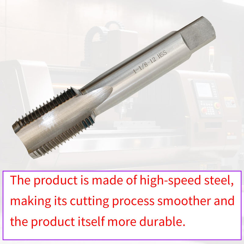 1-1/8"-12 Tap, Right Hand, UNF, Straight Flute, 4 Flute, 2B Accuracy Grade, High Speed Steel, Machine Tap