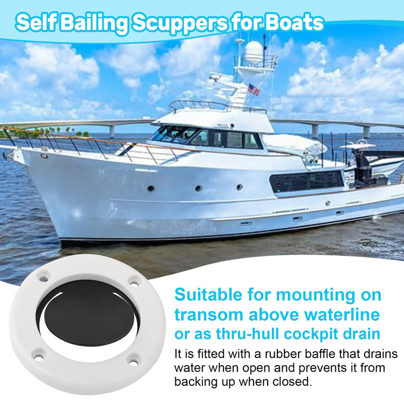 Boat Scupper Flapper Self Bailing Valve Flush Mount Scupper Adapter 2 Pk