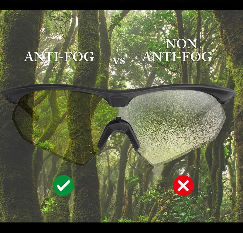 HTS HUNTERSKY S53 anti fog Tactical Shooting Range Safety Glasses Ballistic eye protection Hunting Airsoft Riding Pickleball S53 Black-clear / Black-smoke