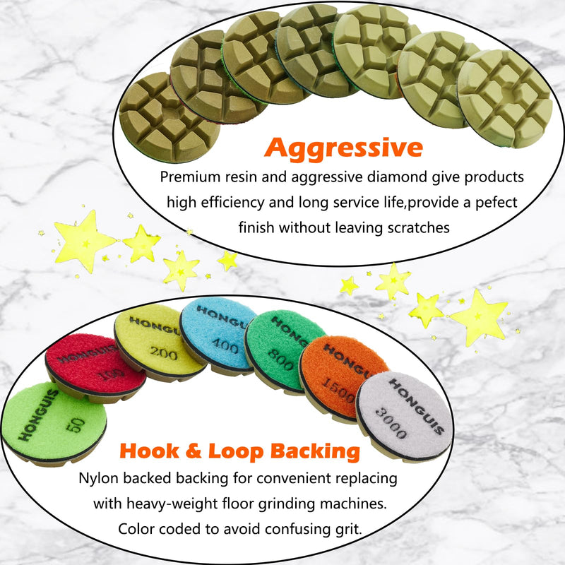 3 inch *10mm Concrete Diamond Sanding Discs,Grit 3000 Set of 3, Resin Polishing Pucks,for Concrete Cement Rerrazzo Marble Granite Floor, Grit 3000… 3000 Grit