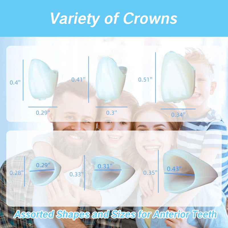 50 Pcs Tooth Caps for Broken Tooth Mixed Sizes Dental Temporary Crown Kit Front Cap Covers for Adults Dental Crowns Temporary Teeth Implants Dentales Temporales Covers