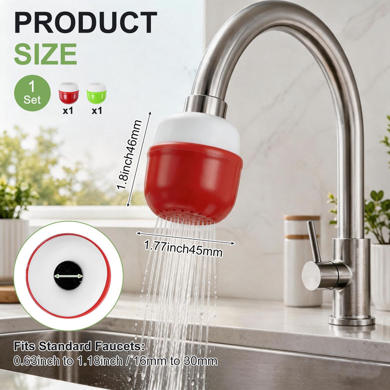 M METERXITY 2-Pack Mushroom Shaped Faucet Water Filter, Red/Green