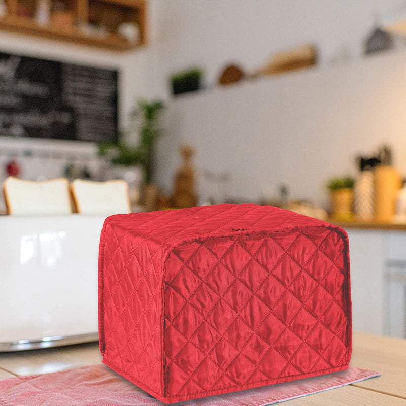 2 Slice Toaster Appliance Cover,Quilted Toaster Cover Bread Maker Cover,Kitchen Small Appliance Covers,Universal Size Microwave Toaster Oven Cover,Dustproof Cover for Most Standard 2 Slice Toasters Red