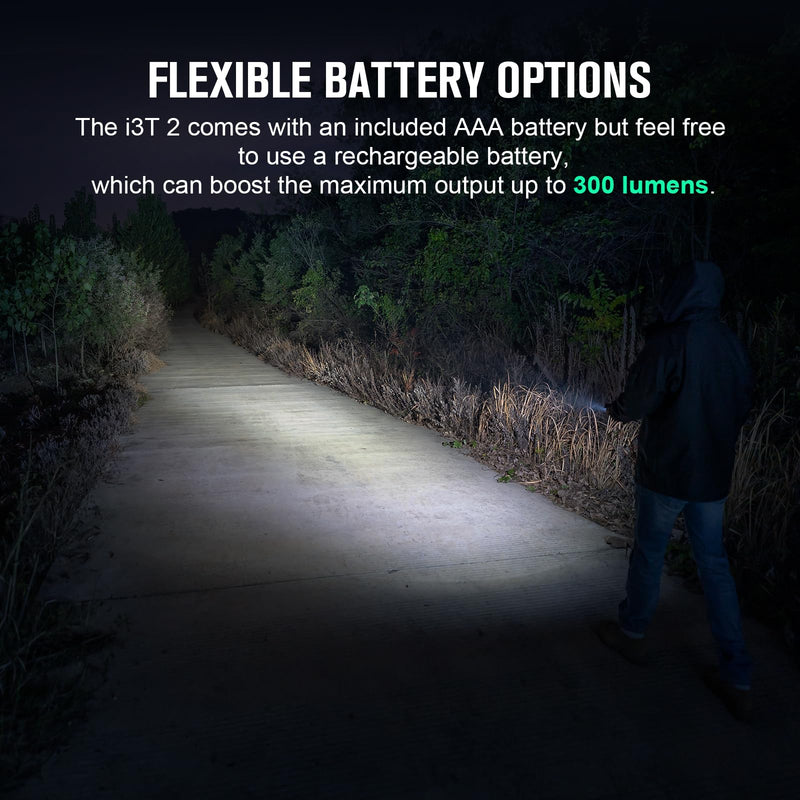 OLIGHT I3T 2 EOS Pocket EDC Flashlight, 200 Lumens Compact Bright Handheld Flash Lights, Dual-Output Tail Switch with AAA Battery and Two-Way Pocket Clip for Camping and Hiking (Black) Standard Edition Black