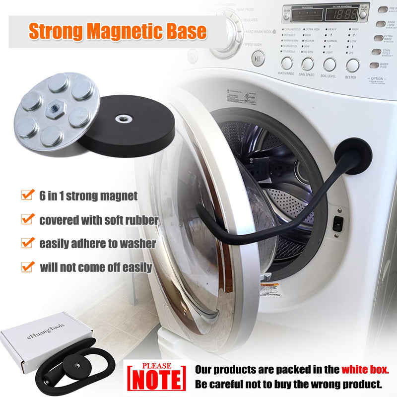 Washer Door Prop and Stopper for Front Load Washing Machine, Removable Washer Door Holder with 43mm Magnet Base, Flexible Washer Door Stopper Keep Washer Door Open to Prevent Odors - Black
