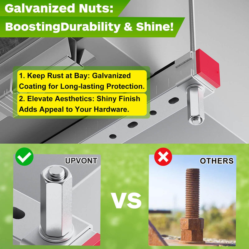 Hex Coupling Nuts, Rod Coupling Nuts 1/2"-13 UNC, 1-3/4" Length (10 PCS), Ideal for Threaded Rods & Studs, 1.75-Inch Length with Zinc Plating (10 PCS) 10