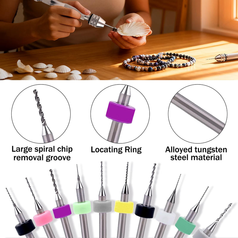 112 Pieces Precision Pin Vise Hand Drill Set Metal Manual Craft Drill Clamping with Micro Twist Bits for Jewelry, Wood, Manual Work DIY, Model Making TS/SDZKQ-01