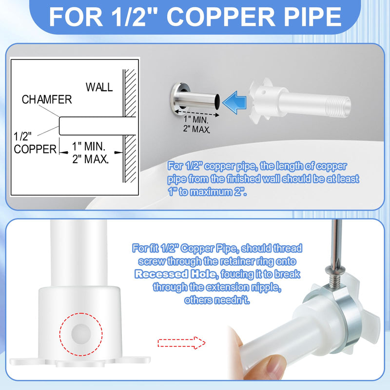 Dreyoo Four in One Tub Spout Adapter, Bathtub Faucet Spout Adapter Slip Fit for Copper, Universal Fits 1/2'' Copper Pipe, 1/2'' IPS and 3/4'' IPS, Tub Spout Diverter Repair Kit with Assembly Tool