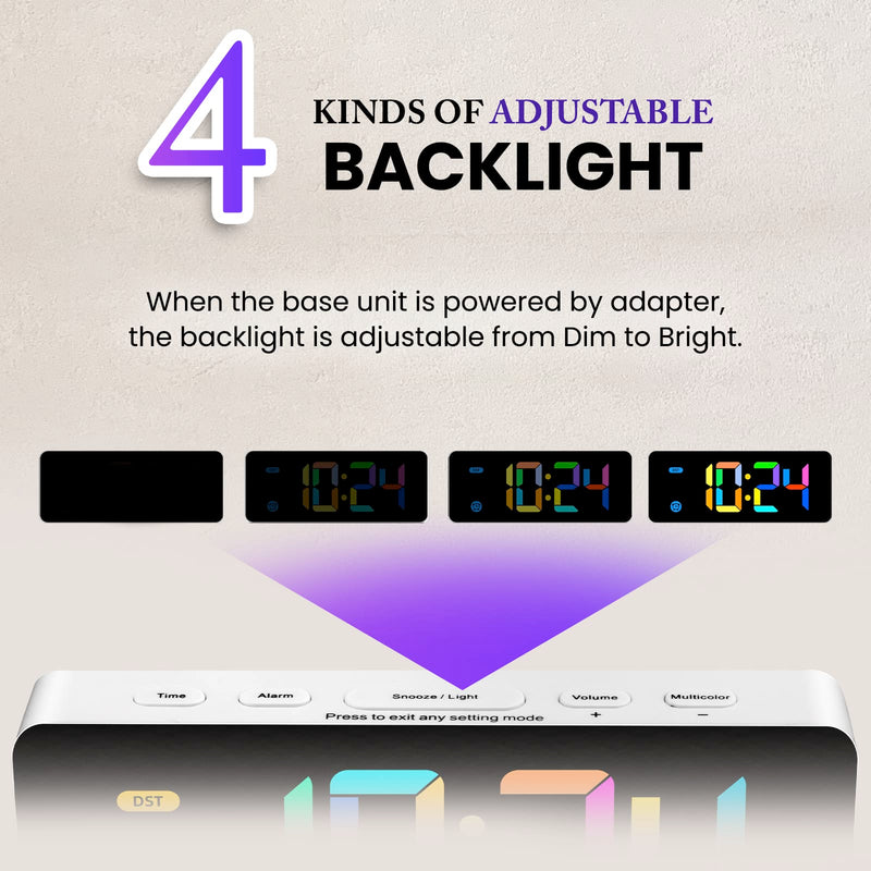Alarm Clock for Kids -Digital Clock with 7 Color, 4 Dimmable Backlight & 3 Adjustable Volumes, 12/24 Hour, Snooze, Small Clocks for Classroom Bedroom Multicolor