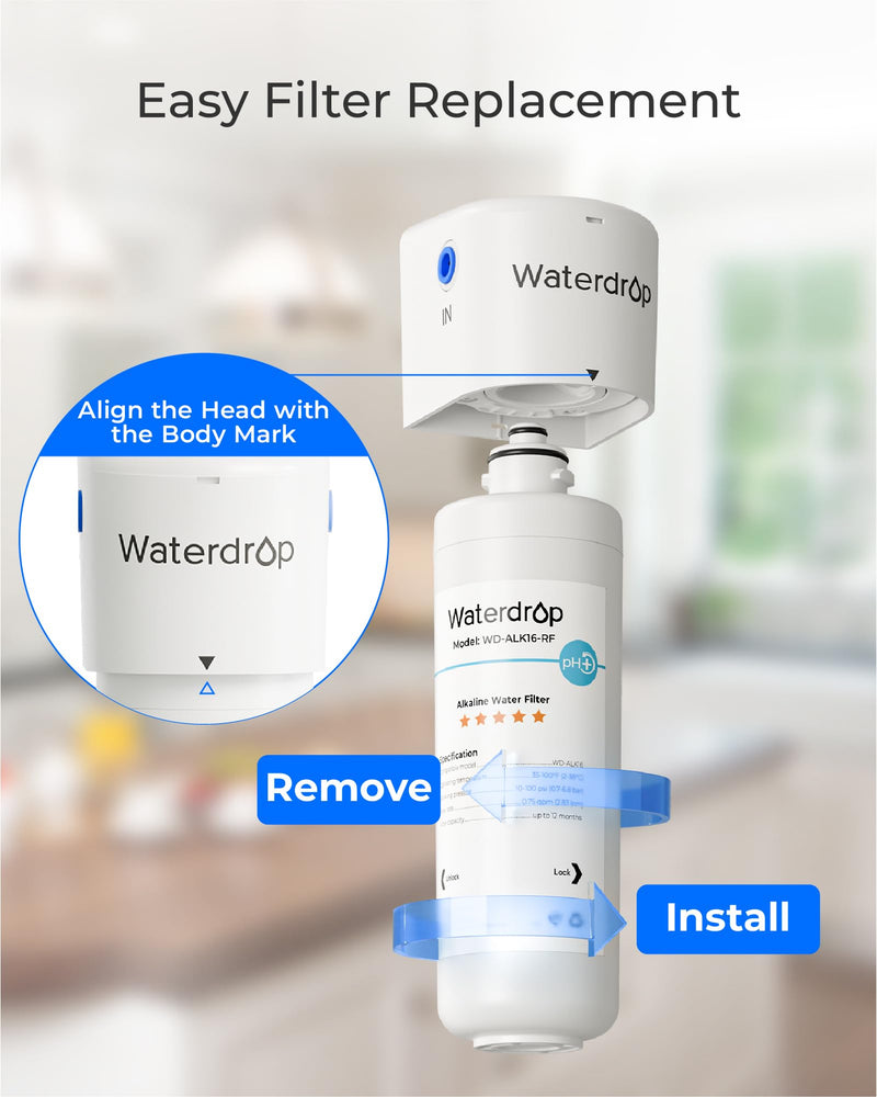 Waterdrop ALK16 Alkaline Water Filter System for Sink, Mineralizing Water