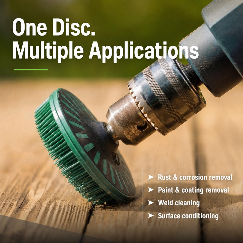 Zhehao 2 Pcs 4-1/2" Green 50 Grit Bristle Disc with 5/8"-11 Threaded Hub Ceramic-Aluminum Oxide Abrasive Brush for Angle Grinder Remove Paint Rust Coatings Weld Slag Contaminants Max 12000 RPM Speed