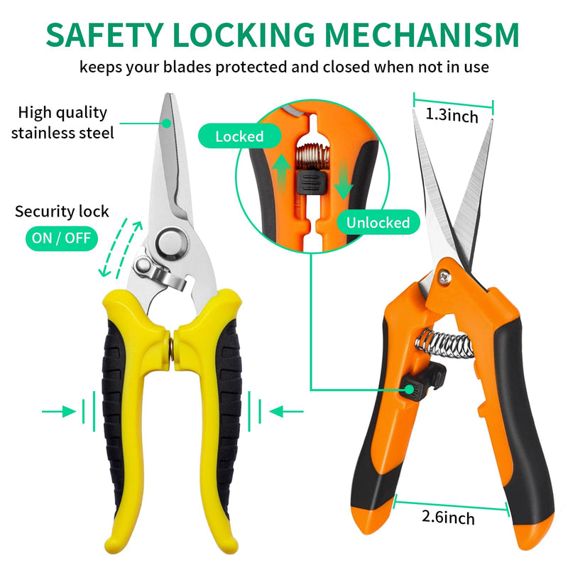 Garden Pruning Shears 3 Pack Gardening Shears Garden Scissors Stainless Steel Garden Shears Pruning Scissors Garden Clippers Pruning Shears for Gardening Garden Tools tijeras de jardinería