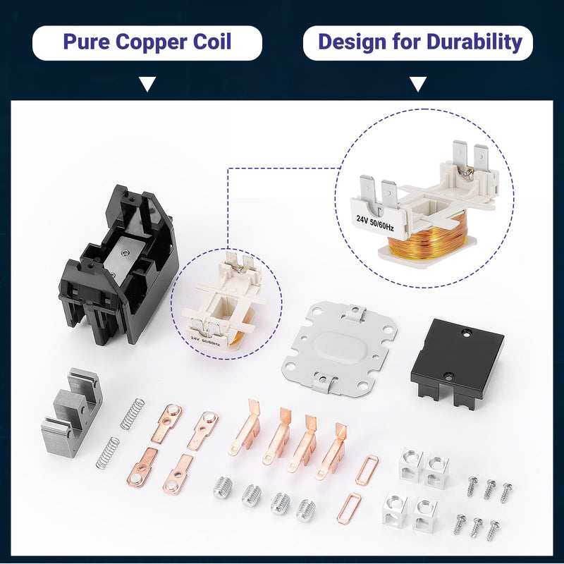 HVAC Motor Contactor, 24V 40 Amp Coil 2 Pole Replacement Relays Compatible with C230B, Air Conditioner, Heat Pump, Refrigeration Systems