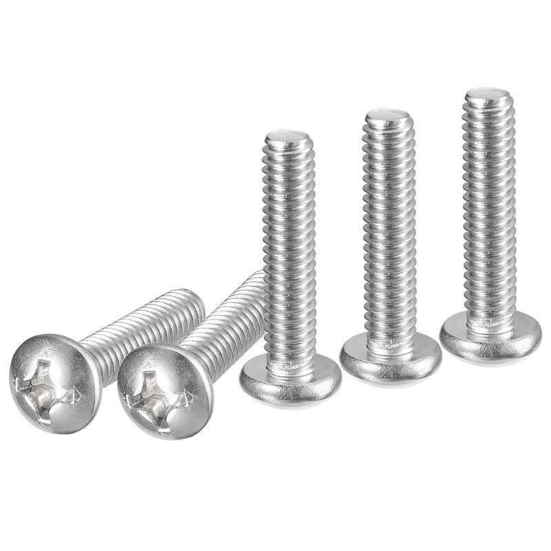#12-24x1" Pan Head Machine Screws, 50Pcs 304 Stainless Steel, Phillips Drive, UNC Full Thread, Bright Finish, Screws Bolts Kit #12-24x1" 50