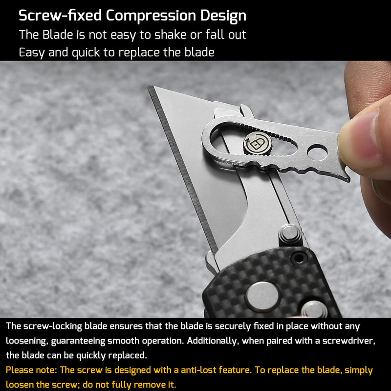 OKNIFE U1 Pro Multitool Folding Utility Knife with Folding Screwdriver, Quick Change Blade, Rail Lock & Pocket Clip for Men and Women (Carbon Fiber Overlay） Carbon Fiber Black
