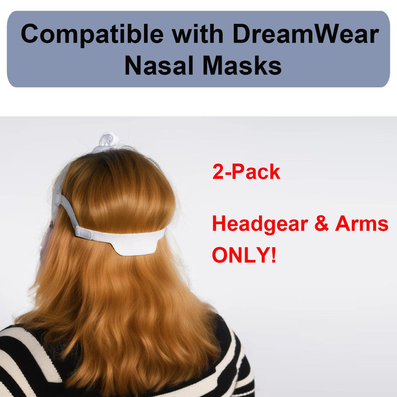 2-Pack Headgear with Arms Compatible with Dreamwear Nasal Mask, Headgear Strap Replacement for DreamWear CPAP Headgear