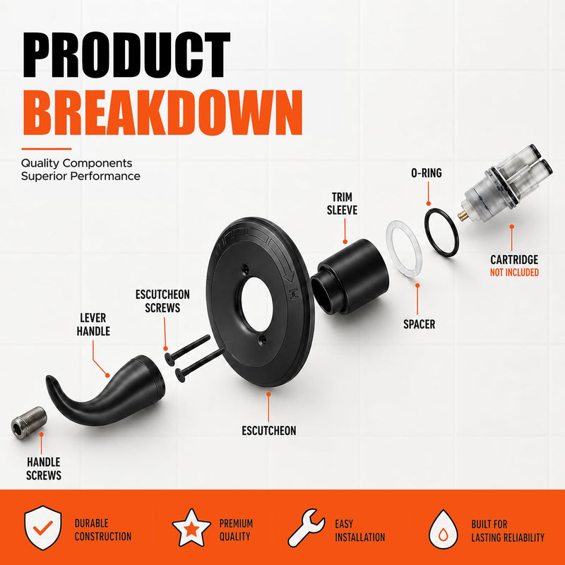 T13020 Shower Trim Kit, Matte Black Shower Valve Trim Kit